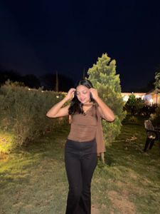 Brown Cowl Neck Top