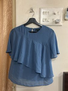 Blue Ruffle Top