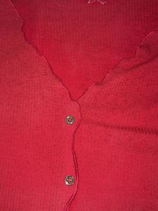 Red Ribbed Top