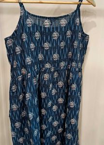 Blue Floral Embroidered Dress