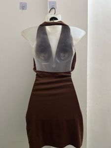 URBANIC Brown Halter Neck Dress