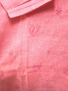 Lucknow Chikankari Embroidered Pink Kurta