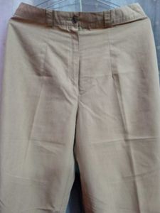 Beige High-Waisted Trousers