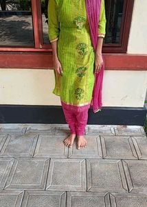 Green & Pink Kurta Set