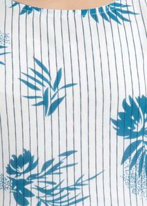 FLORAL WHITE &amp; BLUE LEAF PRINTED GOWN