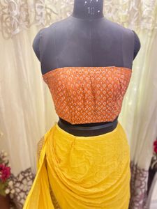 Yellow ready to wear saree