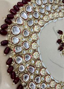 Maroon Kundan Necklace Set