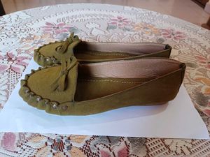 Soft Suede Type Moccasins Khaki