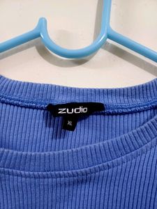 ZUDIO Blue Cotton Ribbed Top