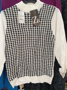 Houndstooth Knit Sweater