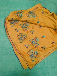 Mustard Saree With Embroidery🥻
