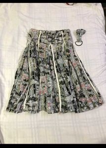 Midi Skirt With Belt Waist 30-32