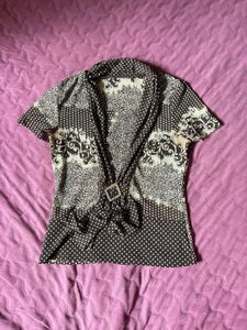 Chic Brown &amp; White Print Top