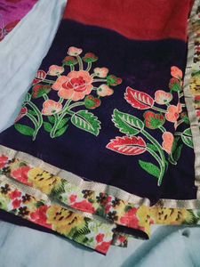 Elegant Floral Embroidery Saree
