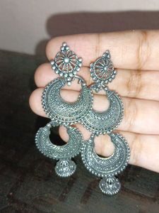 Silver Jhumka Earrings