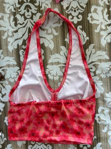 SSS Red Halter Neck Floral Top