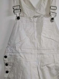White Short Denim Dungaree