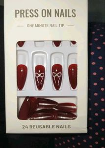 Maroon Almond Press-On Nails