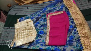 Floral Print Lehanga with Gold Border