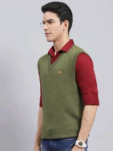 Monte Carlo Men Green V-neck Pure wool Sweater