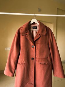 Rust Wool Blend Trench Coat