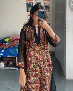 Embroidered Black Kurta