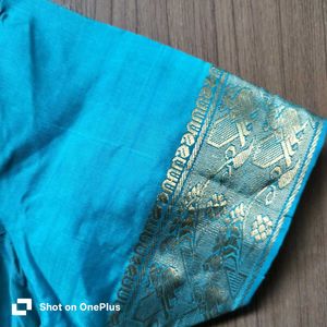 vintage kanjeevaram Teal Blouse with Gold Detail