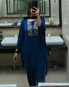 Teal Embroidered 3 Piece Suit