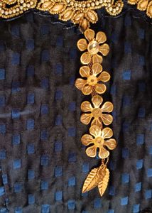 Nevy Blue Embroided Golden Work Gown