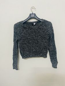 H&amp;M Crop Knit Sweater Acrylic Pullover