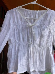 White Lace Trim Top