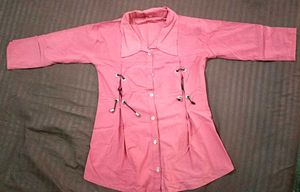 Pink Lace-Up Detail Shirt
