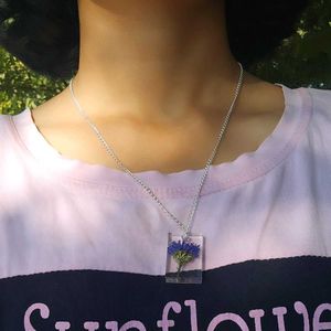 Floral Resin Pendant Necklace