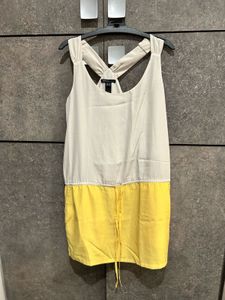 🍋 MANGO Colorblock Drawstring Dress – Chic Summer