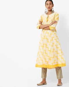 Rangiriti Printed Anarkali Kurta With Embroidered