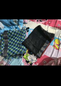 New Blue &amp; Green Checkered Saree