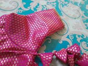 Get Black Bag With Pink &amp; Gold Brocade Blouse