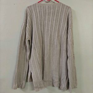 Mauve Ribbed V-Neck Sweater