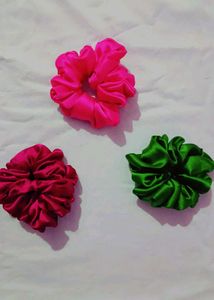 Colorful Satin Scrunchies - 3 Pack