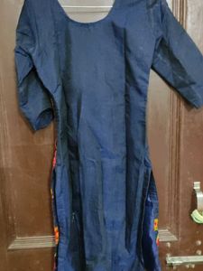 Embroidered Navy Blue Suit With Pajama