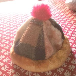 Children&#39;s woolen cap + knitted bonnet with flap