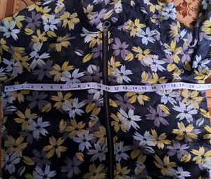 Floral Print Full Zip Fashion Top