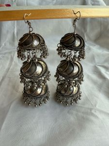 Oxidise, silver colour earrings, JhumkaS