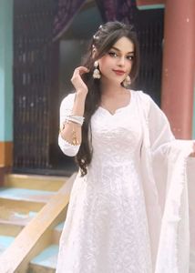 White Embroidered Anarkali