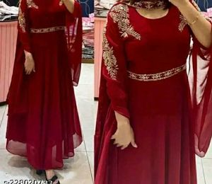 Red Embroidered Anarkali With Plazzo And Duppata