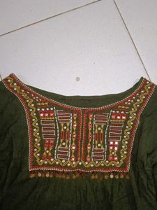 Embroidered Olive Green Top
