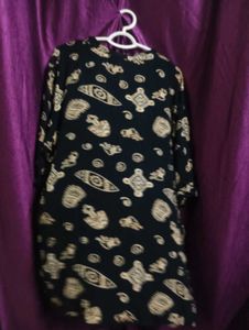 Black Patterned Tunic Top