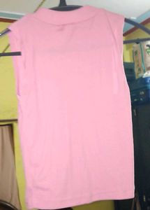 Cute Pink Sleeveless Mock Neck Top