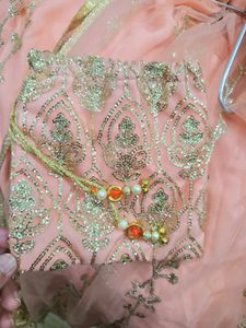 Peach Sequence Lehenga Set