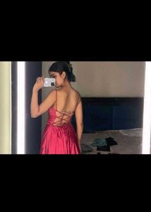 Backless Red Satin Dress